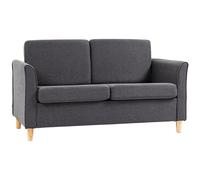 HOMCOM Double Seat Sofa Linen Upholstery Loveseat Couch w/ Armrests, Dark Grey
