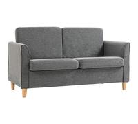 HOMCOM Double Seat Sofa Linen Upholstery Loveseat Couch w/ Armrests, Grey