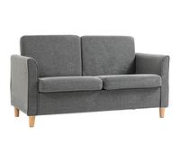 HOMCOM Double Seat Sofa Linen Upholstery Loveseat Couch w/ Armrests, Grey