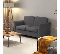 Homcom Double Seat Sofa Linen Upholstery Loveseat Couch W/ Armrests In Dark Grey Dark Grey