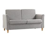 HOMCOM Double Seat Sofa Linen Upholstery Loveseat Couch w/ Armrests, Light Grey