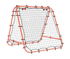 HOMCOM Double-Sided Football Rebounder Net Five Adjustable Angles Orange