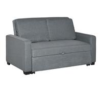 HOMCOM Double Sofa Bed Click Clack Sofa Bed Pull Out Bed with Adjustable Backrest for Living Room and Bedroom Grey