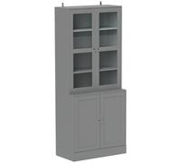 HOMCOM Double Storage Display Cabinet - Grey