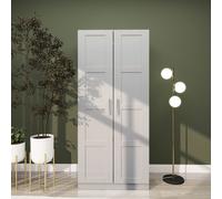 Homcom Wardrobe For Bedroom, Double Wardrobe With Hanging Rail, Grey, Grey