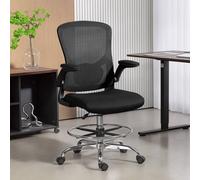 Homcom Drafting Chair With 4D Lumbar Support And Flip-Up Armrests In Black Black 60cm x 60cm