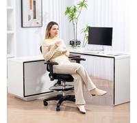 Homcom Drafting Stool Chair With Adjustable Armrest For Standing Desk, Black Black One Size