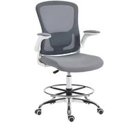 HOMCOM Draughtsman Chair, with Adjustable Lumbar - Charcoal Grey