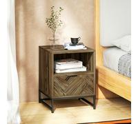 HOMCOM "Drawer and open shelf offer lots of space;","Particle board surface with a melamine coating;","Metal base for support;" - Brown