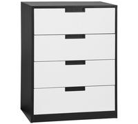 Homcom Drawer Chest 4-Drawer Storage Cabinet Organiser For Bedroom Living Room 60cmx40cmx80cm White And Black