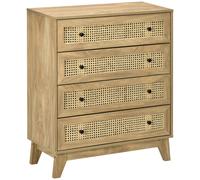 Homcom Drawer Chest Rattan 4 Drawers Oak Effect