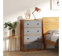 Homcom Drawer Dresser For Bedroom Chest Of Drawers With Steel Frame In Grey Grey One Size