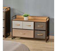 HOMCOM Storage Unit With 5 Fabric Drawers Wood Top Steel Frame Multi, Multi