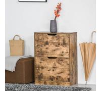 Homcom Drawer Shoe Cabinet Industrial Shoe Cupboard With Flip Doors Rustic Brown Brown One Size
