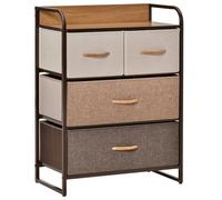 Homcom Drawers Storage Tower Dresser With Wood Top Steel Frame Folding Organizer