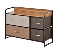 HOMCOM Drawer Dresser Tower Unit Clothes Storage Organizer with Wood Top, Steel Frame - Multi-Colored - 5