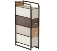 HOMCOM Dresser with 4 Foldable Fabric Drawers, Bedroom Dresser with Top and Steel Frame, 20 x 47 x 84.5 cm, Multicolor