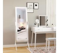 HOMCOM Freestanding Dressing Mirror 148x47cm Adjustable Angle Dark Brown Frame - White