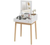 HOMCOM Dressing Table Desk Flip up Mirror Multi purpose 2 Drawers Makeup in White HOMCOM White