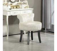 HOMCOM Dressing Table Stool Vanity Seat w/ Rubber Wood Legs Bedroom - Beige - Beige