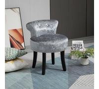 Homcom Dressing Table Stool Vanity Seat W/ Rubber Wood Legs Bedroom - Grey