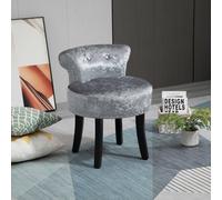 HOMCOM Dressing Table Stool Vanity Seat w/ Rubber Wood Legs Bedroom - Grey - Grey