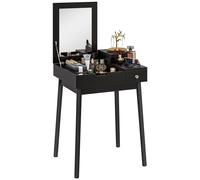HOMCOM Dressing Table Vanity Desk Flip-up Mirror 2 Drawers, Black