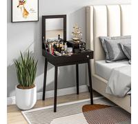 HOMCOM Dressing Table Vanity Desk Flip-up Mirror 2 Drawers in Black HOMCOM Black