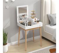 HOMCOM Dressing Table Vanity Desk Flip-up Mirror 2 Drawers in White HOMCOM White