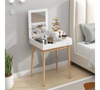 Homcom Dressing Table Vanity Desk Flip-Up Mirror 2 Drawers, White