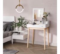 Dressing Table Desk Flip-up Mirror Multi-Purpose Large Space 2 Drawers Modern - White - Home Living | TJ Hughes