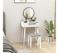 HOMCOM Dressing Table Vanity Set Make Up Desk with Mirror & Stool White HOMCOM White