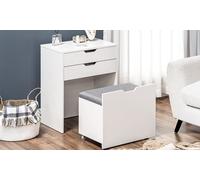 Portland 2 Drawer White Dressing Table Set with Mirror - Size: 114 x 40 x 60cm - Wilko