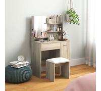 HOMCOM Dressing Table with Mirror and Stool, Makeup Desk for Bedroom, Yellow