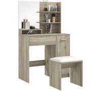 HOMCOM Dressing Table with Mirror and Stool - Makeup Desk for Bedroom | TJ Hughes