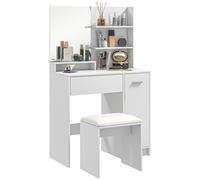 HOMCOM Dressing Table with Mirror and Stool, Makeup Desk for Bedroom, White, White