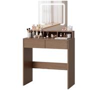 HOMCOM Dressing Table with Mirror, LED Lights, Drawers, for Bedroom, Walnut HOMCOM Walnut