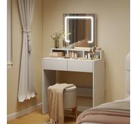 HOMCOM Dressing Table with Mirror, LED Lights, Drawers, for Bedroom, White