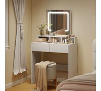 HOMCOM Dressing Table with Mirror, LED Lights, Drawers, for Bedroom, White HOMCOM White