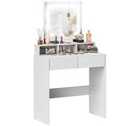 HOMCOM Dressing Table with Mirror, LED Lights, Drawers, White