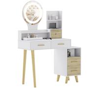 HOMCOM Dressing Table With Mirror - Vanity Table With LED Lights - White | TJ Hughes