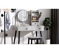 HomCom Dressing Table with Stool, Light Grey