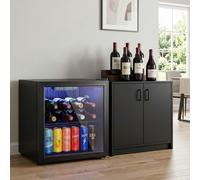 HOMCOM Drinks Fridge, Under Counter Freestanding Beer Fridge with LED Light - 50 L