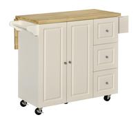 Homcom Drop-Leaf Kitchen Island on Wheels Utility Storage Cart with Drawers & Cabinet for Kitchen