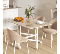 HOMCOM Drop Leaf Table with Wheels Folding Dining Table for Small Spaces, Nature