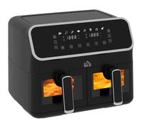 Dual Air Fryer, 8L Double Air Fryer with 8 Presets, Smart Finish, 2700W