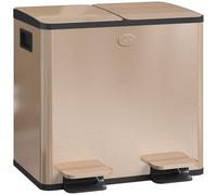 HOMCOM Dual Kitchen Bin 2 x 15L Stainless Steel Soft Close Lid Gold Tone