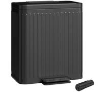 HOMCOM Dual Kitchen Bin, 2 x 20L Double Bin for Recycling and Waste, Fingerprint-proof Pedal Bin with Soft-Close Lid, Removable Inner Buckets, Rubbish Bags, Black