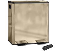 HOMCOM 2 x 20L Dual Kitchen Bin Pedal Bin for Recycling & Waste in Gold HOMCOM Gold