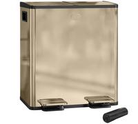 HOMCOM Dual Kitchen Bin 2 x 20L Stainless Steel Rubbish 40 liters, Gold Tone